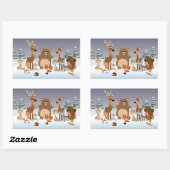 メリークリスマス!かわいい森林動物のシール 長方形シール (シート)