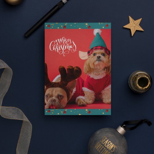 メリークリスマス かわいい犬のクリスマス シーズンカード