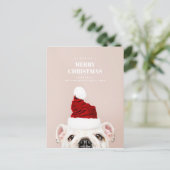 メリークリスマス.かわいい犬。アニマルサンタクロース シーズンポストカード (スタンド正面)