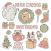 メリークリスマス!かわいい猫のホリデー シール (正面)