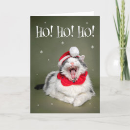 メリークリスマス かわいい猫のユーモアたっぷりのホホホ シーズンカード
