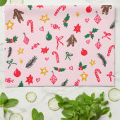 メリークリスマス かわいい落書きのホイムが効いた オーダー キッチンタオル (折り畳み)
