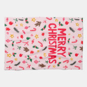 メリークリスマス かわいい落書きのホイムが効いた オーダー キッチンタオル (横)