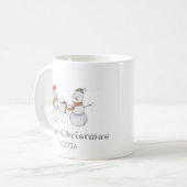メリークリスマス – かわいい雪だるまたち コーヒーマグカップ (正面左)
