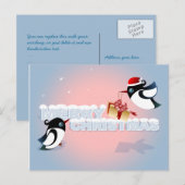 メリークリスマス – かわいい鳥クリスマスプレゼント シーズンポストカード (正面/裏面)