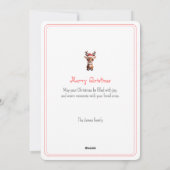 メリークリスマス、かわいい鹿、白いカバー シーズンカード (裏面)