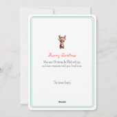 メリークリスマス、かわいい鹿、緑の色 シーズンカード (裏面)