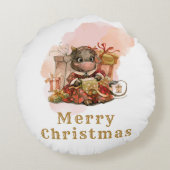 メリークリスマス かわいい ラウンドクッション (裏面)