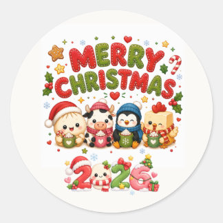 メリークリスマス かわいい ラウンドシール