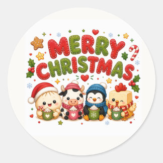 メリークリスマス かわいい ラウンドシール