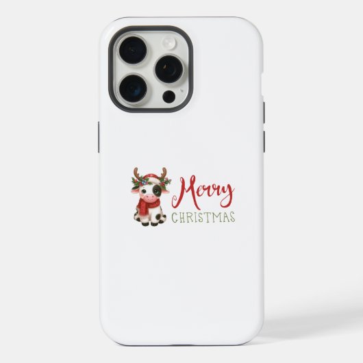 メリークリスマス かわいい 牛 iPhoneケース (裏面)
