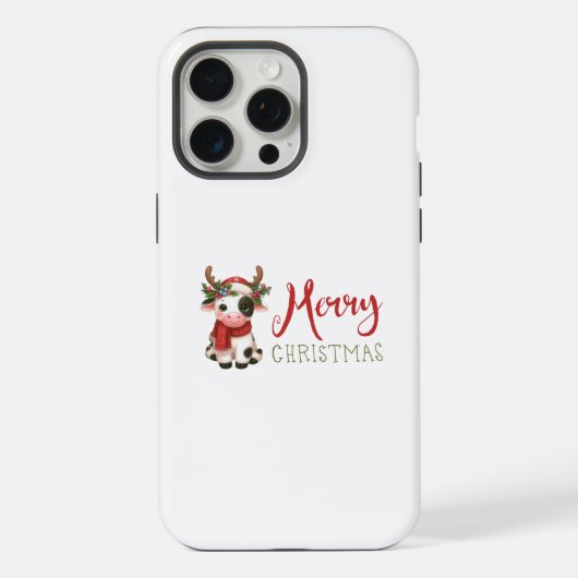 メリークリスマス かわいい 牛 iPhoneケース (裏面)