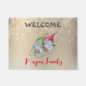 メリークリスマス、かわいらしい格言そり ドアマット (正面)