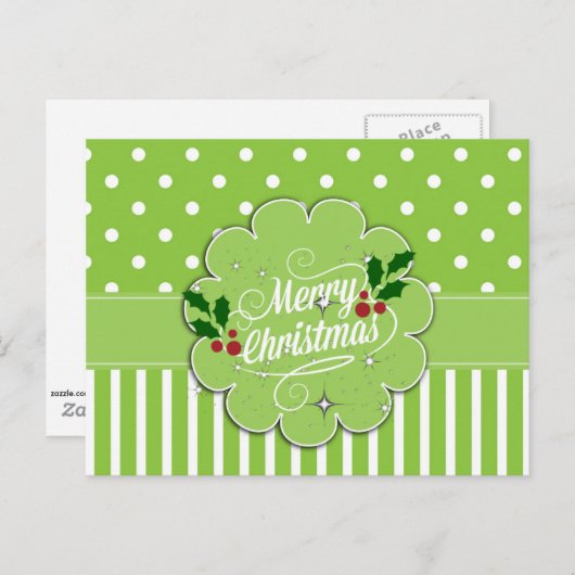 メリークリスマス、かわいらし水玉模様 ポストカード (正面/裏面)