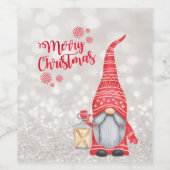 メリークリスマス、きらめくぼかし、かわいいノーム ワインラベル (シングルラベル)