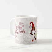 メリークリスマス、きらめくボケ赤いノームたち コーヒーマグカップ (正面左)