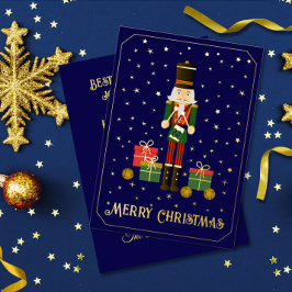 メリークリスマス・くるみ割り人形箔押しホリデーカード 箔シーズンカード