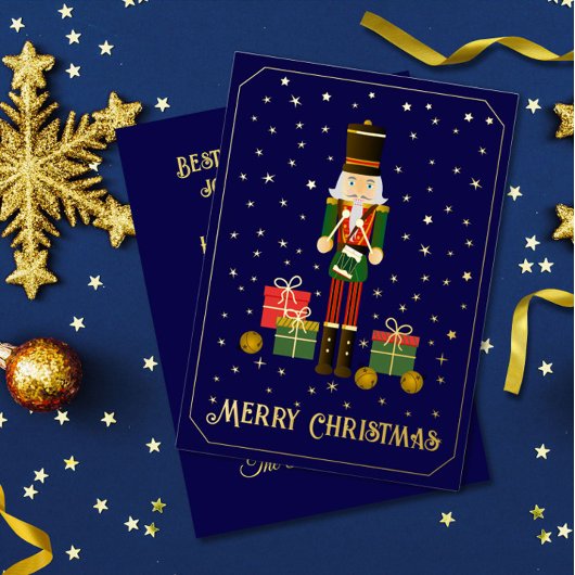 メリークリスマス・くるみ割り人形箔押しホリデーカード 箔シーズンカード