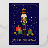 メリークリスマス・くるみ割り人形箔押しホリデーカード 箔シーズンカード (正面)
