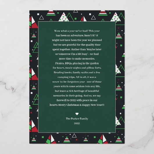 メリークリスマス |すべて素晴らしは休おもしろい休 箔招待状 (裏面)