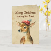メリークリスマス とっても 鹿の友達 カード (黄色い花)