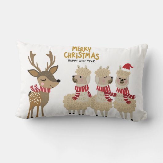メリークリスマス|のトナカイ及びアルパカ ランバークッション (裏面)