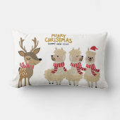 メリークリスマス|のトナカイ及びアルパカ ランバークッション (正面)