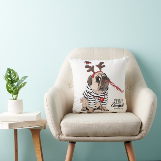 メリークリスマス|のパグのトナカイ クッション (椅子)