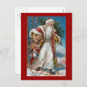 "メリークリスマス"のヴィンテージ シーズンポストカード (正面/裏面)