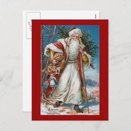 "メリークリスマス"のヴィンテージ シーズンポストカード (正面/裏面)
