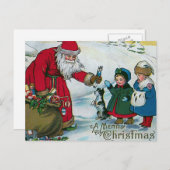 "メリークリスマス"のヴィンテージ シーズンポストカード (正面/裏面)