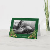 メリークリスマス|の写真の水彩画のヒイラギ及びマツ シーズンカード (正面)