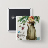 "メリークリスマス"の女の子 缶バッジ (正面&裏面)