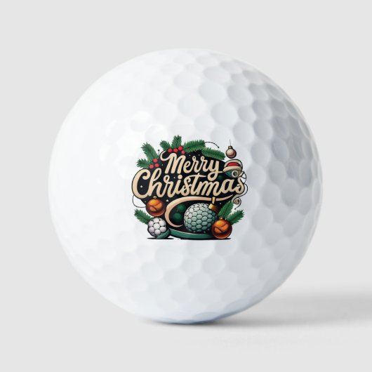 「メリークリスマス」の挨拶と冬の休日 ゴルフボール (正面)