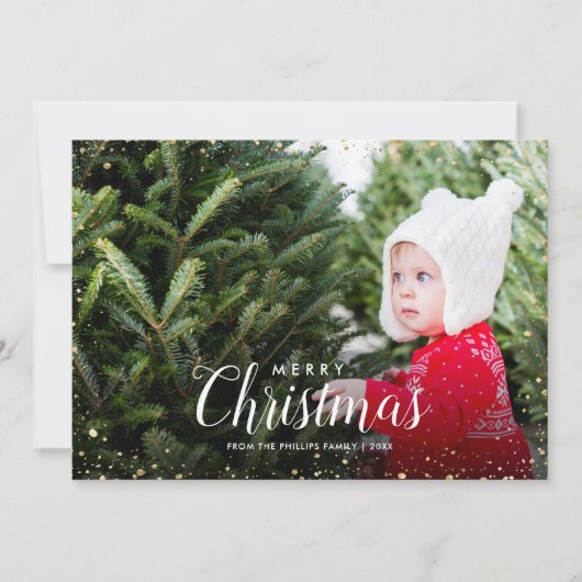 メリークリスマス|の輝きのフェイクなグリッターの写真の上敷 シーズンカード (正面)