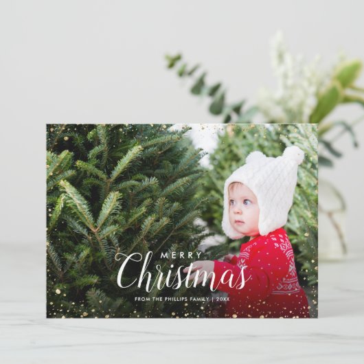 メリークリスマス|の輝きのフェイクなグリッターの写真の上敷 シーズンカード (スタンド正面)