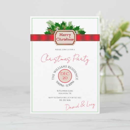 「メリークリスマス」の飾りクリスマスパーティー 招待状 (スタンド正面)