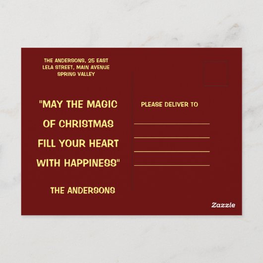 「メリークリスマス」はがきこパーソナライズされたき ポストカード (裏面)