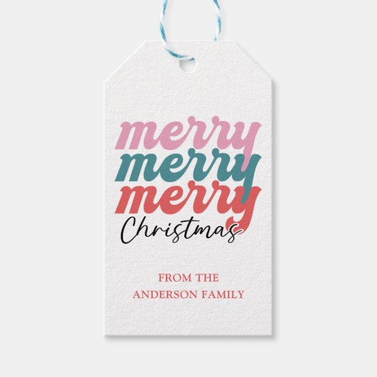 メリークリスマス!はっきりしたタイポグラフィ ギフトタグ (正面)