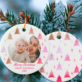メリークリスマス ひひなさま ピンクゴールド 写真入り セラミックオーナメント