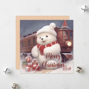 メリークリスマス – ふわふわホッキョクグマとトレインカード シーズンカード
