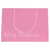 メリークリスマス、またはDIYメッセージ、ホワイト&ピンク ラージペーパーバッグ (正面)