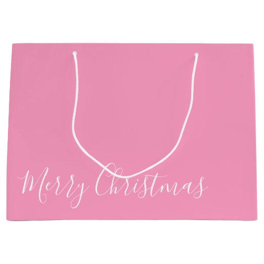 メリークリスマス、またはDIYメッセージ、ホワイト&ピンク ラージペーパーバッグ (正面)