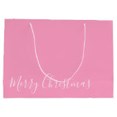 メリークリスマス、またはDIYメッセージ、ホワイト&ピンク ラージペーパーバッグ (裏面)