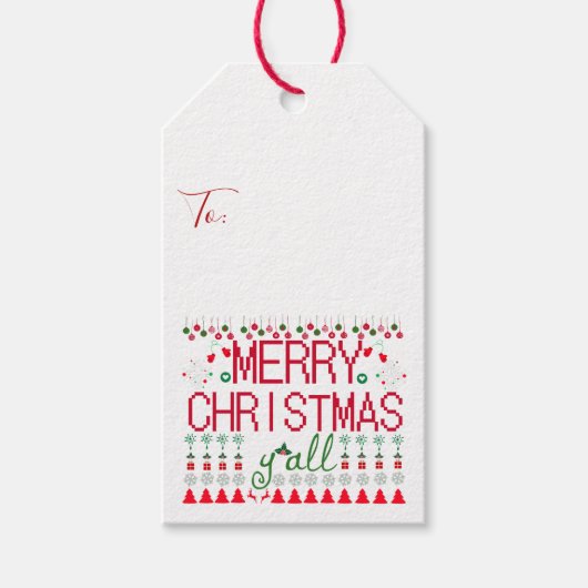 メリークリスマス みんなの ださいセーター デザイン ギフトタグ (正面)