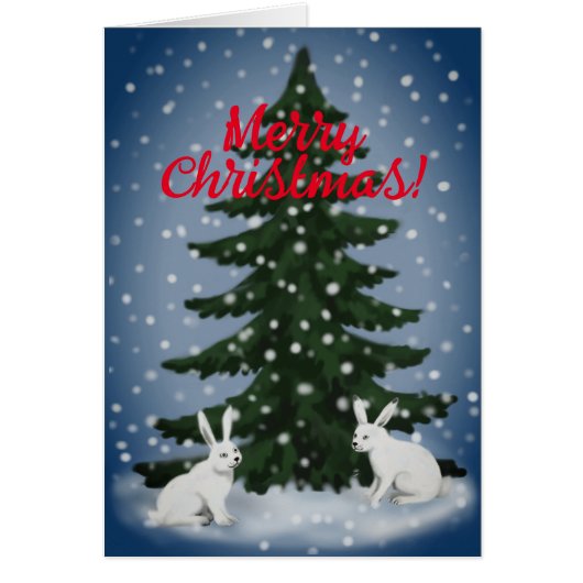 メリークリスマス もみの木とウサギのカード (正面)