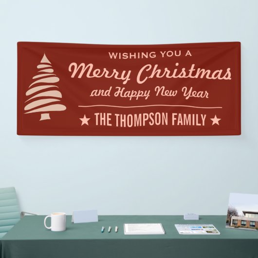メリークリスマス|を望みますカスタムで赤い休日 横断幕 (トレードショー)