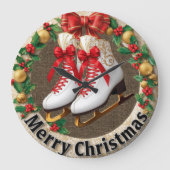 メリークリスマス アイススケート ラージ壁時計 (正面)