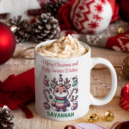 メリークリスマス & アグレガジャケットウィッシュ トナカイ コーヒーマグカップ