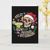 メリークリスマス アチョス ファニー スカル スペイン語 クリスマス カード (黄色い花)